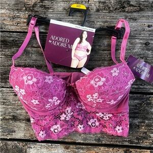 ADORED BY ADORE ME NWT PINK PAYAL LONGLINE DEMI BRA WOMENS 32D